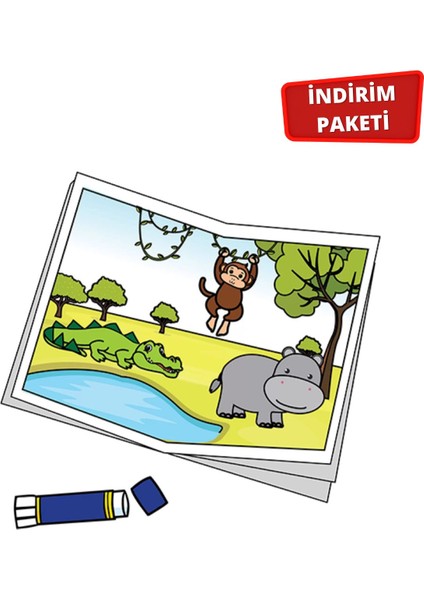 16-24 Ay Cırt Cırtlı Etkinlik Kitabı ve Kes Boya Yapıştır Hayvanlar indirimleri