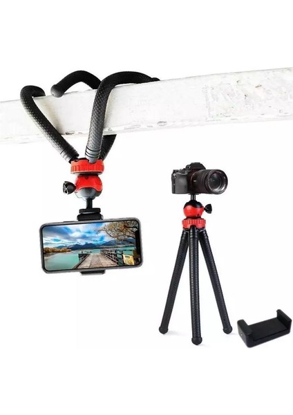 Her Yere Sabitlenen Kamera Telefon Uyumlu Esnek Ahtapot Tripod