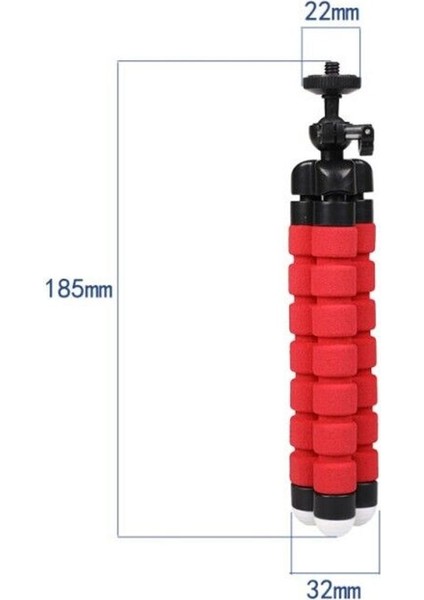 Sünger Kaplamalı Mini Ahtapot Bacaklı Tripod Her Yere Sabitlenebilir Kolay Taşınır