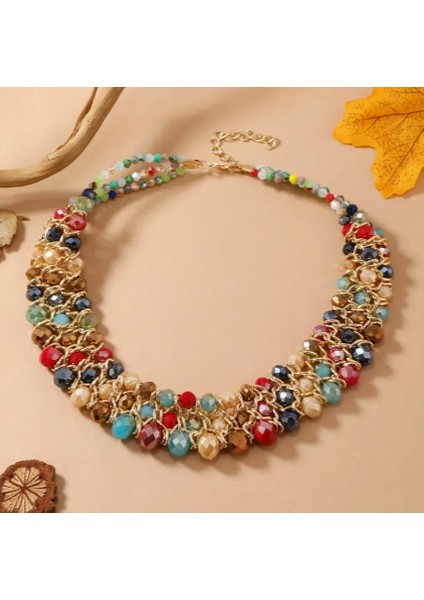 Retro Renkli Boncuklu El Yapımı Popart Gerdanlık