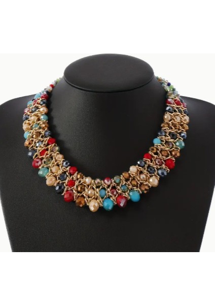 Retro Renkli Boncuklu El Yapımı Popart Gerdanlık modelleri