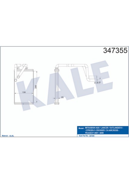 Kalorifer Mitsubishi Asx-Lancer-Outlander Ii- Peugeot 4007-4008 10