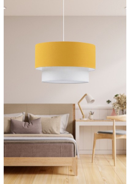 Artgift pasta tekli sarkıt sarı kumaş salon yatak odası çocuk odası genç odası avize