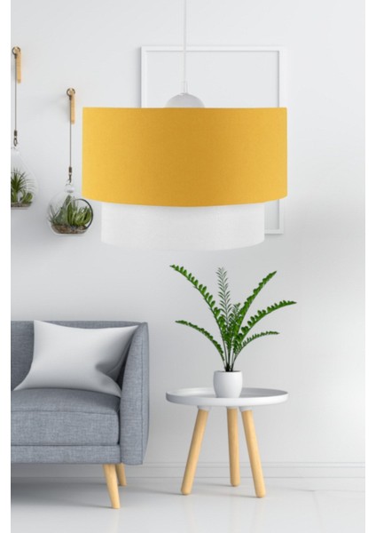 Artgift pasta tekli sarkıt sarı kumaş salon yatak odası çocuk odası genç odası avize