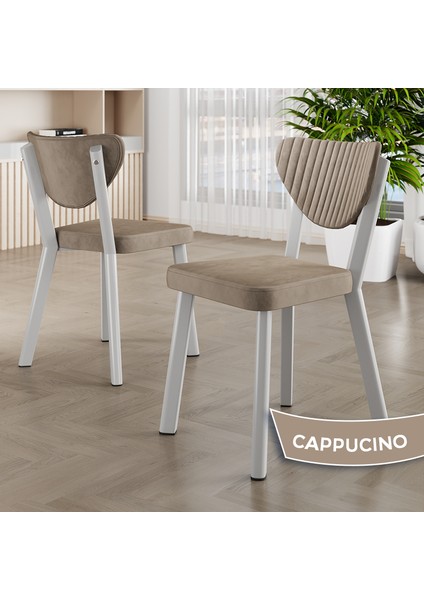Agnes Serisi 90 x 90 Yuvarlak Beyaz Masa Takımı ve 4 Cappucino Sandalye modelleri