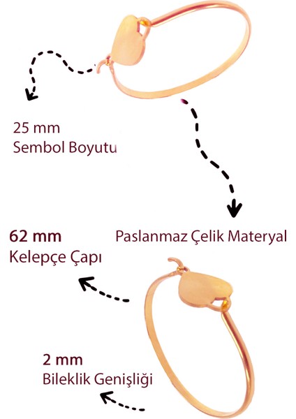 - Kalp Detaylı Kelepçe Bileklik - Paslanmaz Çelik - Özel Hediye Paketinde fırsatları