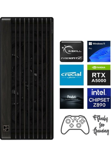 Proart Gaming Intel Ultra 9 285K 192GB 4tb M2 16TB HDD Rtx A5000 W11P Masaüstü Bilgisayar