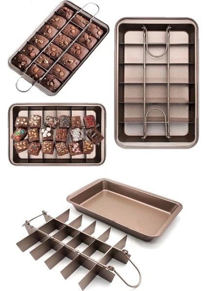 18 Bölmeli Brownie Kek Kalıbı Paslanmaz Çelik Yanmaz Yapışmaz Kek Kalıbı Fırın Tepsisi