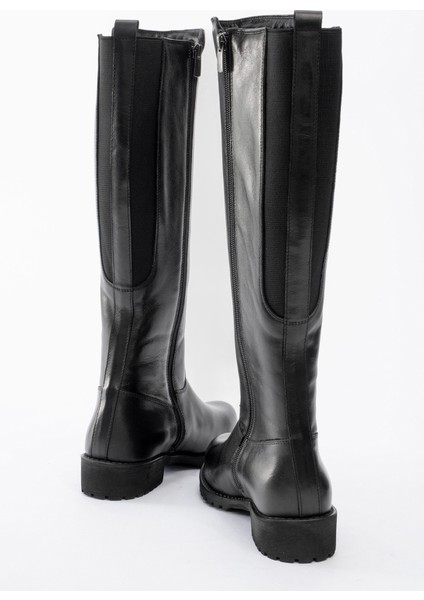 Kadın Topuklu Fermuarlı Çizme Deri Br 08011 Siyah fırsatları