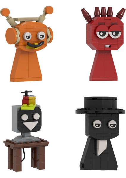 Sprunki Model Figür Parçacık Yaratıcı Oyuncak Yapı Taşı 4 Parçalı Set (Yurt Dışından)