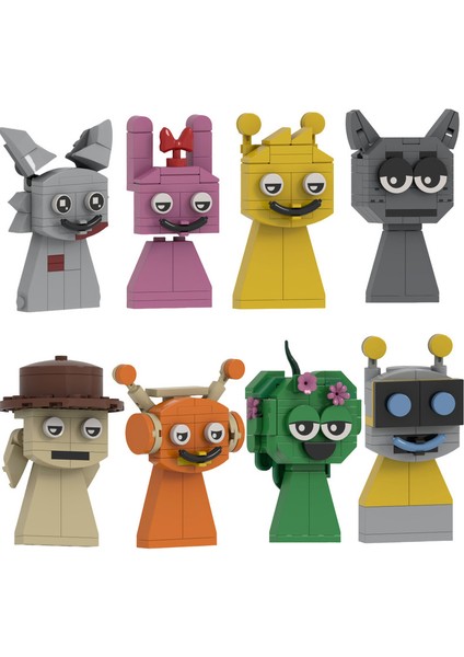 Sprunki Model Figür Parçacık Yaratıcı Oyuncak Yapı Taşı 8 Parçalı Set (Yurt Dışından)