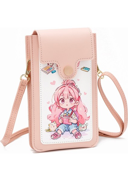 Dokunmatik Ekranlı Kız Telefon Çantası Sevimli Bayan Tek Omuz Crossbody Çanta Ince Mini Cüzdan (Yurt Dışından)