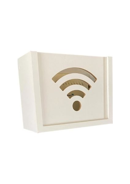 Duvar Düzenleyici Ahşap Dekoratif Beyaz Wifi Kutusu
