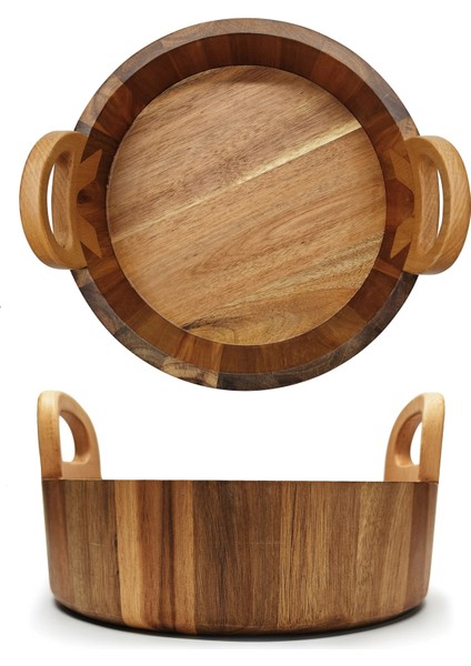 Lüks Akasya Yuvarlak Derin Meyvelik & Dekoratif Saplı Kase 25 cm fiyatları