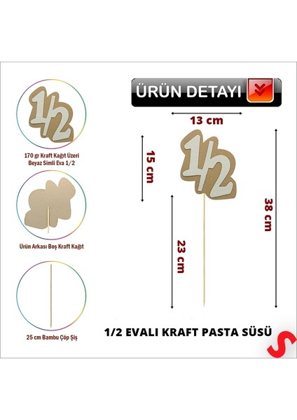 1/2 Simli Evalı Kraft Pasta Süsü, 38 cm x 15 cm fiyatları