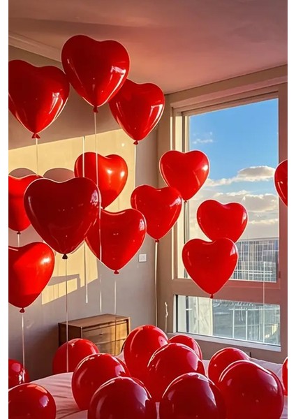 kalpli kırmızı lateks balon 10 adet