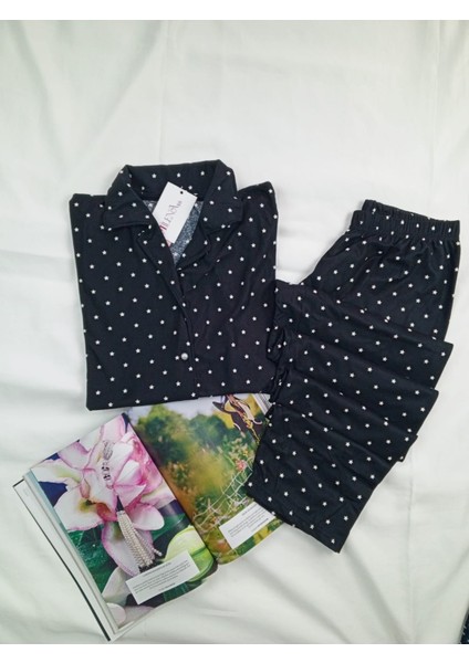 Alt Üst 2'li Takım Yıldız Desenli Pjama Takım Yılbaşı Pjama Takım