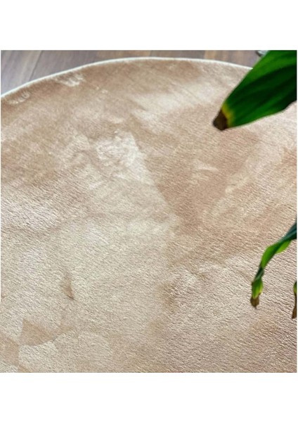 Yuvarlak peluş halı pofuduk puffy kaymaz taban