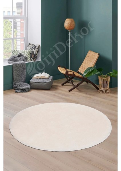 Yuvarlak peluş halı pofuduk puffy kaymaz taban