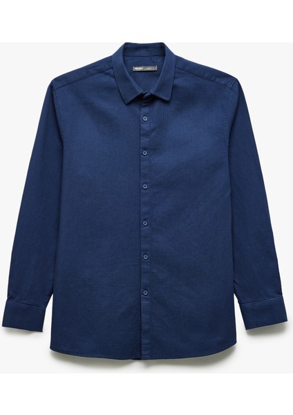 Pamuklu Slim Fit Uzun Kollu Italyan Yaka Gömlek