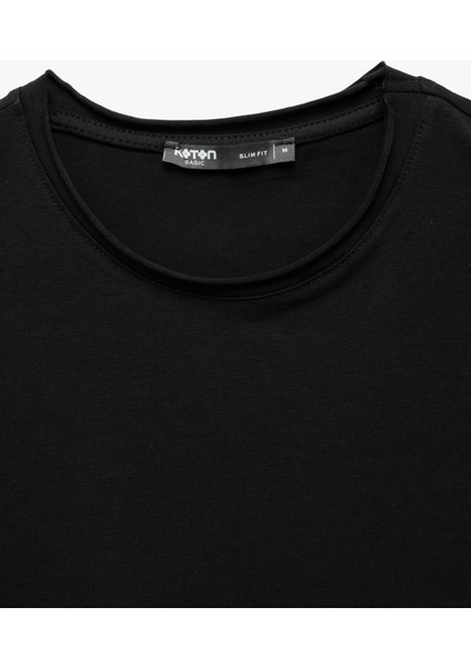 Kısa Kollu Bisiklet Yaka Pamuklu Erkek Slim Fit Tişört modelleri