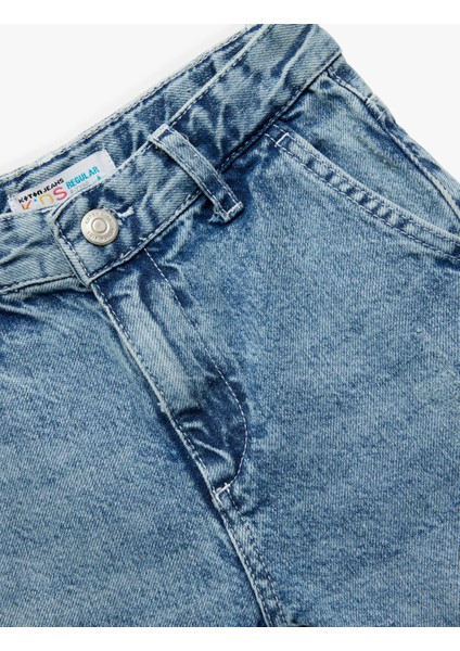 Cep Detaylı Pamuklu Denim Şort