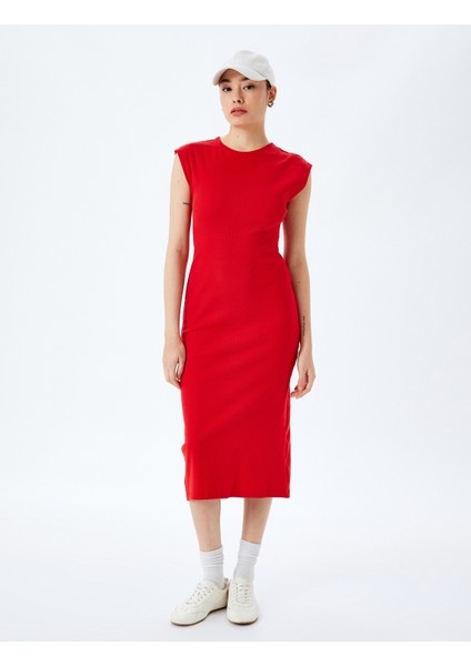 Kolsuz Bisiklet Yaka Slim Fit Midi Elbise modelleri