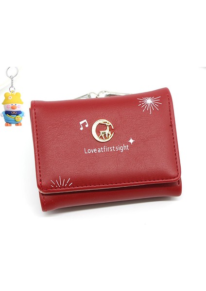 Bayan Cüzdan Moda Üç Katlı Çanta Para Cüzdanı Kart Tutucu Clutch Manyetik Toka Büyük Banknot Yuvası Bayanlar Kısa Cüzdan (Yurt Dışından)