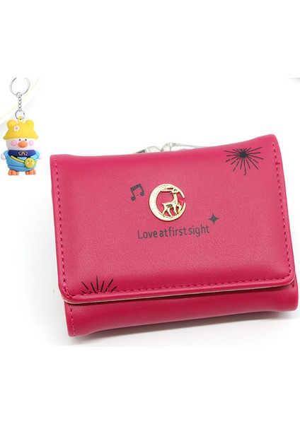 Bayan Cüzdan Moda Üç Katlı Çanta Para Cüzdanı Kart Tutucu Clutch Manyetik Toka Büyük Banknot Yuvası Bayanlar Kısa Cüzdan (Yurt Dışından)