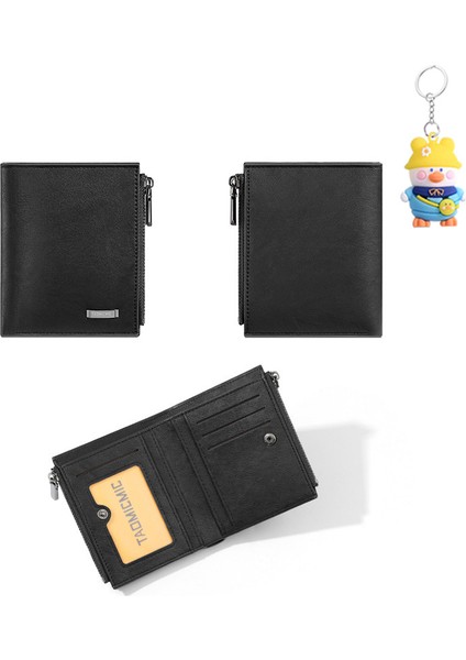 Erkek Kısa Cüzdan Büyük Kapasiteli Gündelik Iş Dikey Sıfır Kart Tutucu Fermuarlı Cüzdan (Yurt Dışından)