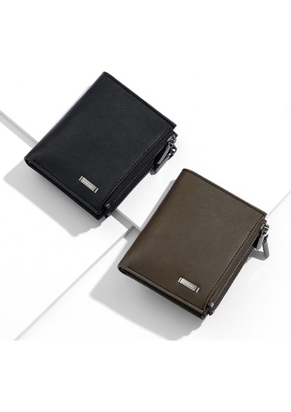 Erkek Kısa Cüzdan Büyük Kapasiteli Gündelik Iş Dikey Sıfır Kart Tutucu Fermuarlı Cüzdan (Yurt Dışından) fiyatları