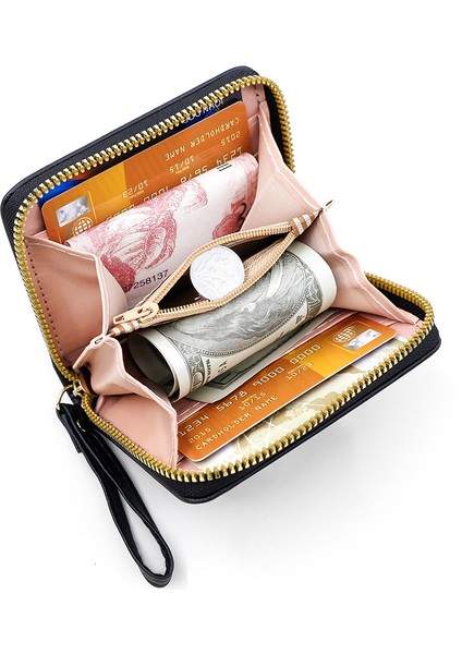 Basit ve Sevimli Kedi Yavru Para Cüzdanı Nakış Büyük Kapasiteli Madeni Para Çanta Fermuarlı Kısa Kız Cüzdanı Cüzdanı (Yurt Dışından) fırsatları