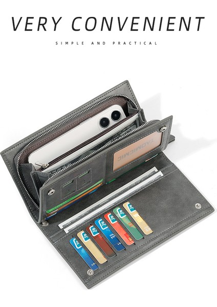 Iş Erkekler Kart Tutucu Başliyö Fermuarlı Clutch Çok Fonksiyonlu Moda Cep Telefonu Para Cüzdanı Cüzdan (Yurt Dışından)