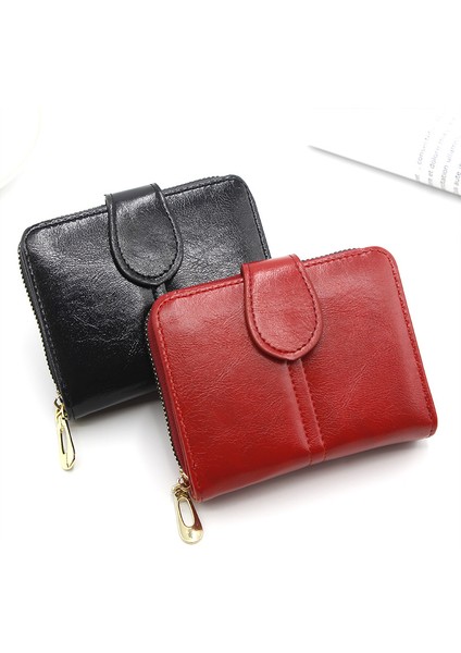 Bayanlar Kısa Cüzdan Moda Casual Basit Clutch Fermuarlı Çanta Çoklu Kart Yuvası Kart Tutucu Para Cüzdanı (Yurt Dışından)
