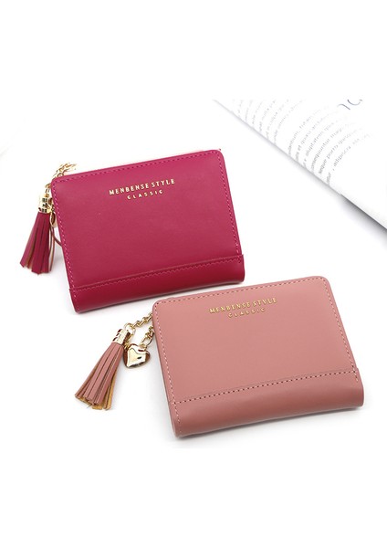 Bayan Cüzdanı Basit ve Çok Yönlü Püsküllü Çanta Fermuarlı Çanta Elli Çanta Boş Para Çanta Bayan Kısa Cüzdan (Yurt Dışından) indirimleri