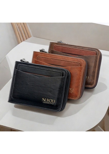 Erkek Kısa Cüzdan Moda Iş Cüzdanı Çok Fonksiyonlu Çoklu Kart Yuvası Kart Tutucu Para Cüzdanı (Yurt Dışından)