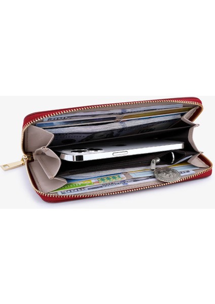Cüzdan Moda Bayanlar Uzun Fermuarlı Clutch Kadın Kart Tutucu Çoklu Kart Yuvası (Yurt Dışından)