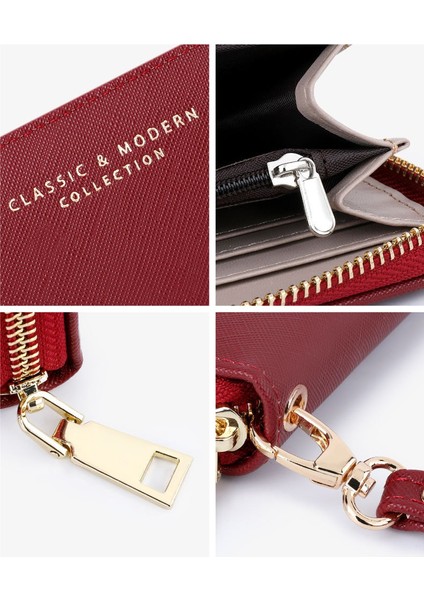 Cüzdan Moda Bayanlar Uzun Fermuarlı Clutch Kadın Kart Tutucu Çoklu Kart Yuvası (Yurt Dışından)