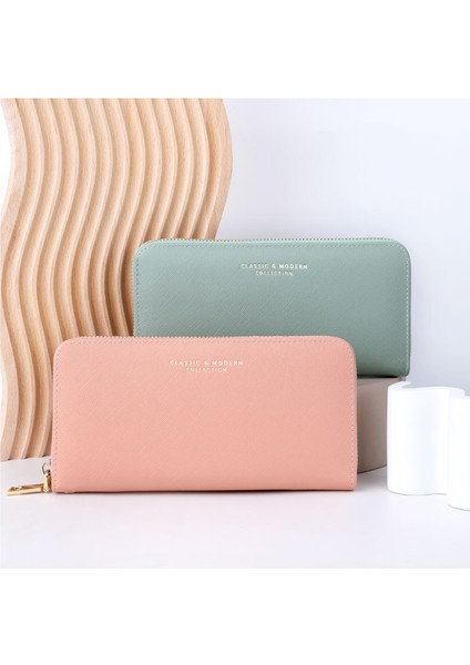 Cüzdan Moda Bayanlar Uzun Fermuarlı Clutch Kadın Kart Tutucu Çoklu Kart Yuvası (Yurt Dışından)