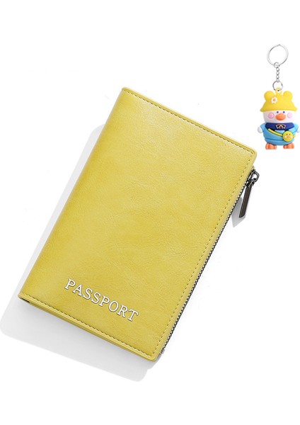 Kart Tutucu Basit Fermuarlı Para Cüzdanı Kimlik Depolama Çantası Büyük Kapasiteli Sevimli Çoklu Kart Yuvası Pasaport Çantası Uçak Bilet (Yurt Dışından)