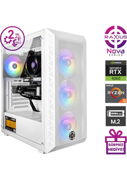Nova G2 R5 4060-5600A12 Ryzen5 5600 16 GB 1 TB SSD RTX4060 Windows 11 Pro Gaming Masaüstü Bilgisayar