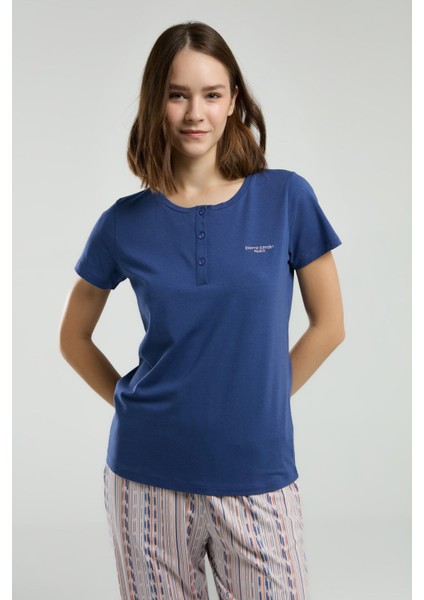 Kadın Indigo Kısa Kol Pijama Takımı modelleri