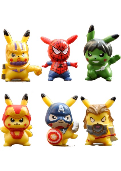 6 Avengers Cos Bikachu Mini Dıy Peyzaj Mikro Peyzaj Dekorasyon Süsleme Biblolar (Yurt Dışından)