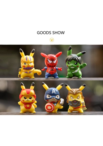 6 Avengers Cos Bikachu Mini Dıy Peyzaj Mikro Peyzaj Dekorasyon Süsleme Biblolar (Yurt Dışından)