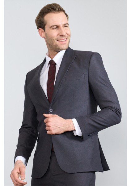 9091 Erkek Yünter 6 Drop Slimfit Takım Elbise Lacivert