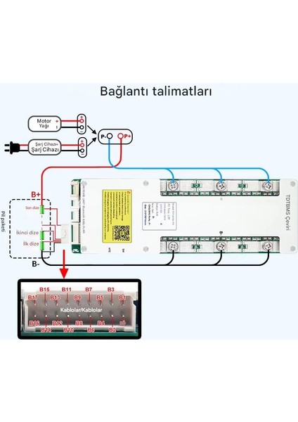 16S 51.2V 200A Lifepo4 Smart Bms Bluetooth Modüllü