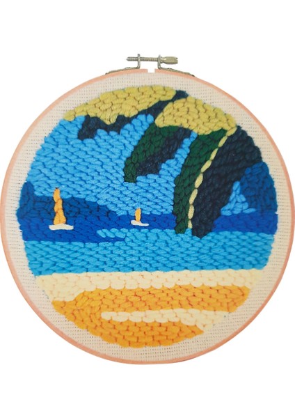 Kasnaklı Goblen Punch (Panç) Işleme Seti 20 cm Kumsal Deseni