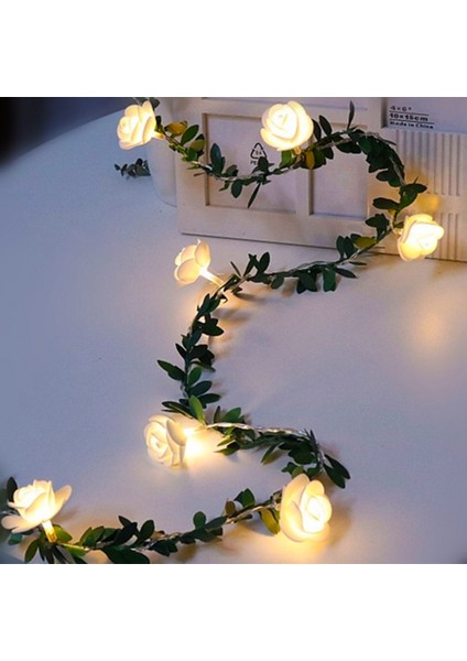 Güneş Simülasyonu Yeşil Yaprak ve Gül LED Işık Dizisi 5m 50 LED (Yurt Dışından)