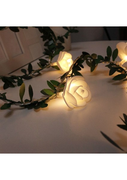 Güneş Simülasyonu Yeşil Yaprak ve Gül LED Işık Dizisi 5m 50 LED (Yurt Dışından)