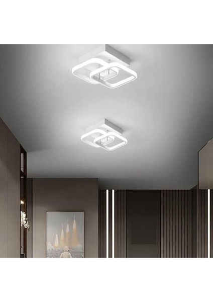 Kare hol,antre,yatak odası,çocuk odası ıçin modern led avize beyaz kasa beyaz ışık 1 adet